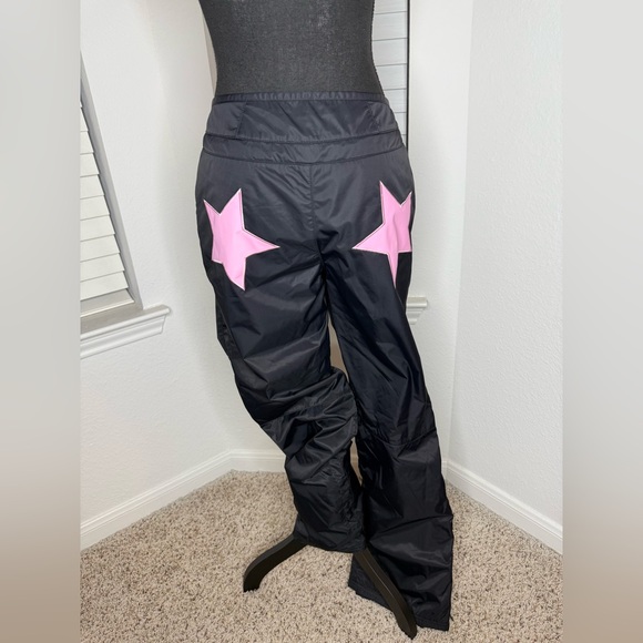Jet Set Pants - Jet Set Black Ski Pants with Pink Star Accents